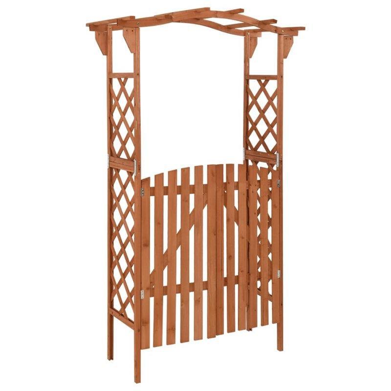 Gri Masif Ahşap Kapılı Kemerli Bahçe Kapısı - 117x204 cm - 172602