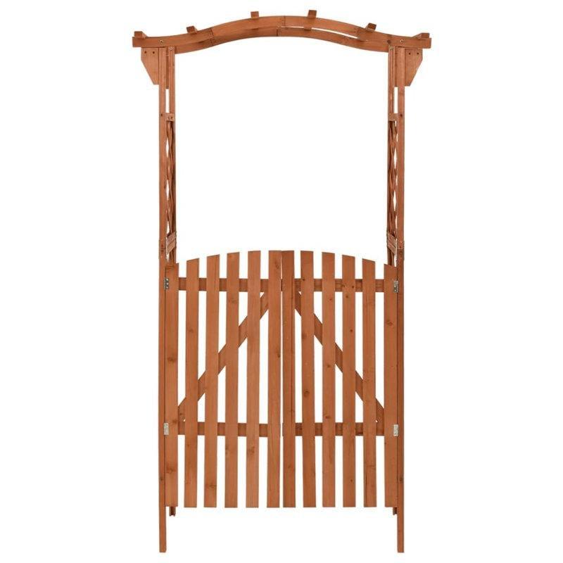 Gri Masif Ahşap Kapılı Kemerli Bahçe Kapısı - 117x204 cm - 172602