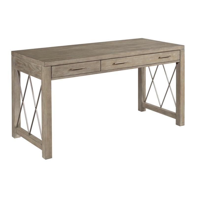 Gri Masif Ahşap Metal X Tasarımlı Klavyelikli Vintage Çalışma Masası - 143x61 cm - 234025