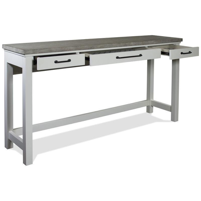 Gri Masif Ahşap ve MDF 3 Çekmeceli 3 Tabureli Prizli Koltuk Arkası Dresuar - 182 cm - 217883