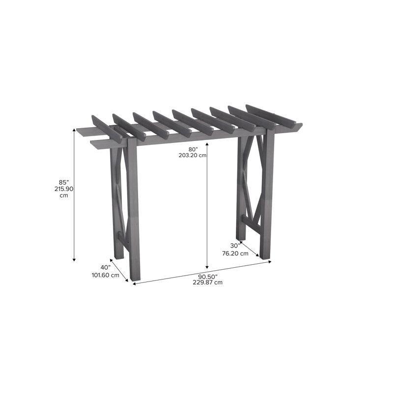 Gri Masif Sedir Ağacı Hava Koşullarına Dayanıklı Bahçe Kemeri - 230x102x216 cm - 178972