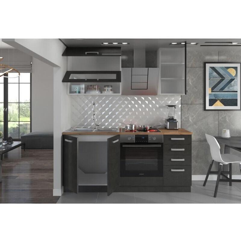 Gri Matera Sunta Fırın Dolaplı Tezgahlı Mutfak Modeli - 180 cm - 186178