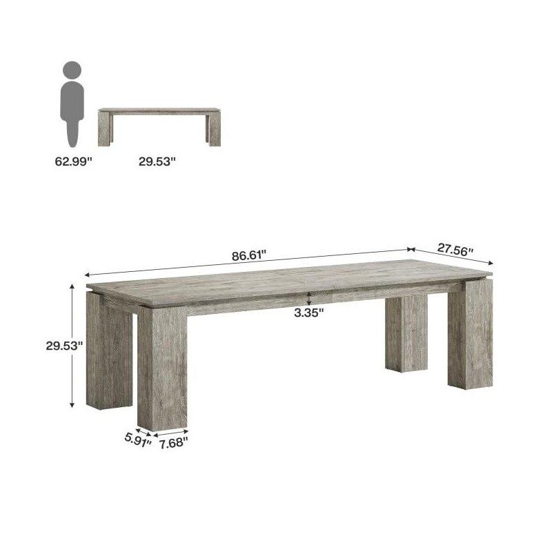 Gri MDF Endüstriyel 8 Kişilik Bohem Yemek Masası - 220x70 cm - 237729