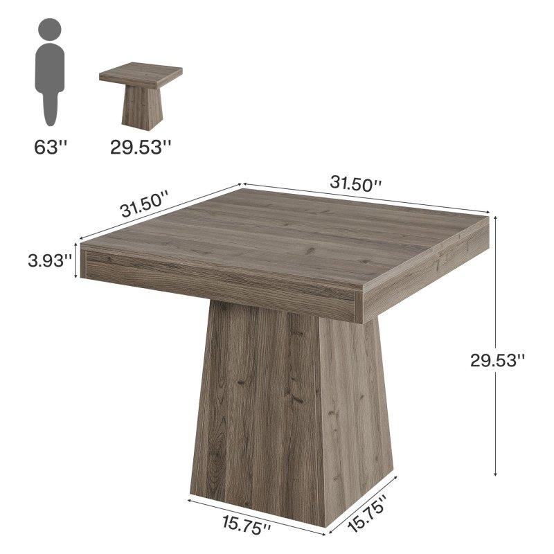 Gri MDF Kaide Ayaklı Kare Bohem Yemek Masası - 81x81 cm - 237474
