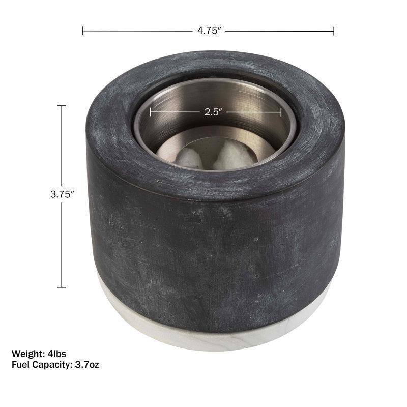 Gri Mermer ve Beton Dumansız Taşınabilir Masaüstü Bioethanol Şömine - 13 cm - 187995