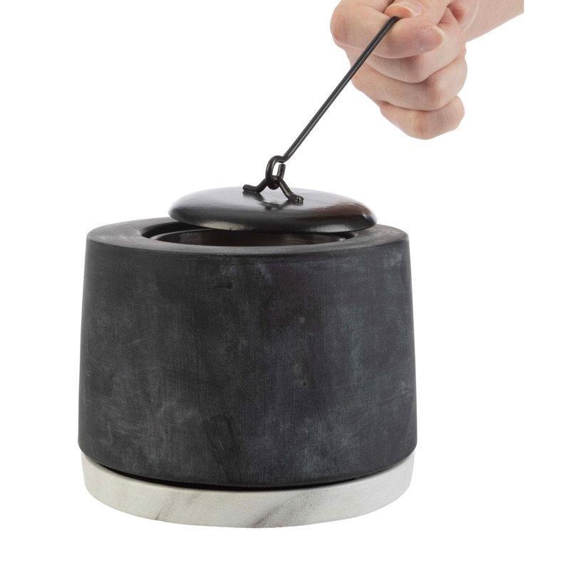 Gri Mermer ve Beton Dumansız Taşınabilir Masaüstü Bioethanol Şömine - 13 cm - 187995