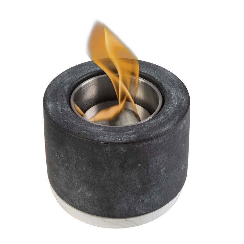 Gri Mermer ve Beton Dumansız Taşınabilir Masaüstü Bioethanol Şömine - 13 cm - 187995