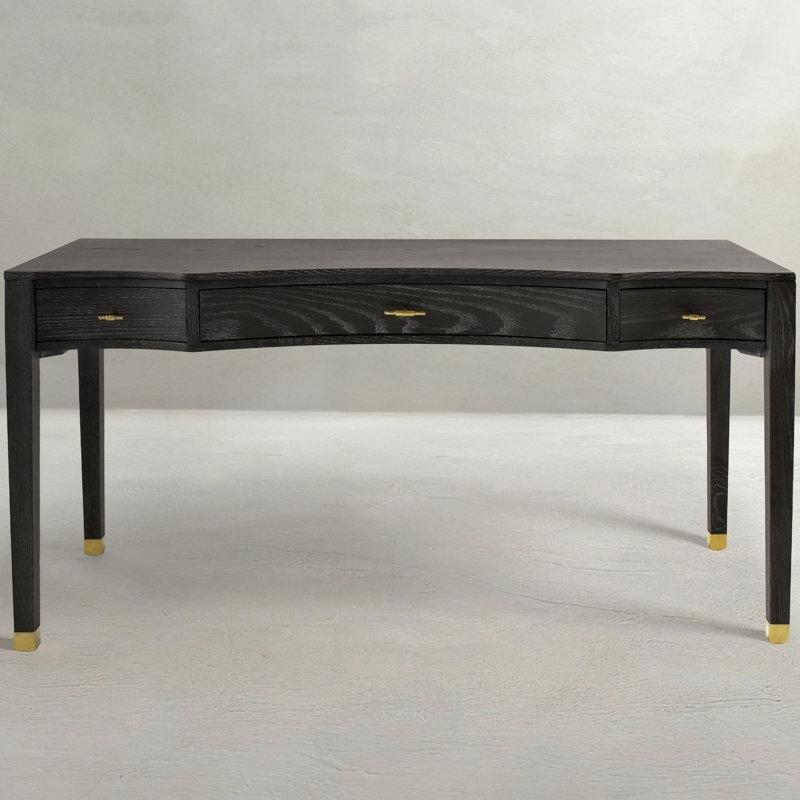 Gri Meşe Masif Ahşap 3 Çekmeceli Taraklı Kenarlı Vintage Çalışma Masası - 153x56 cm - 234363