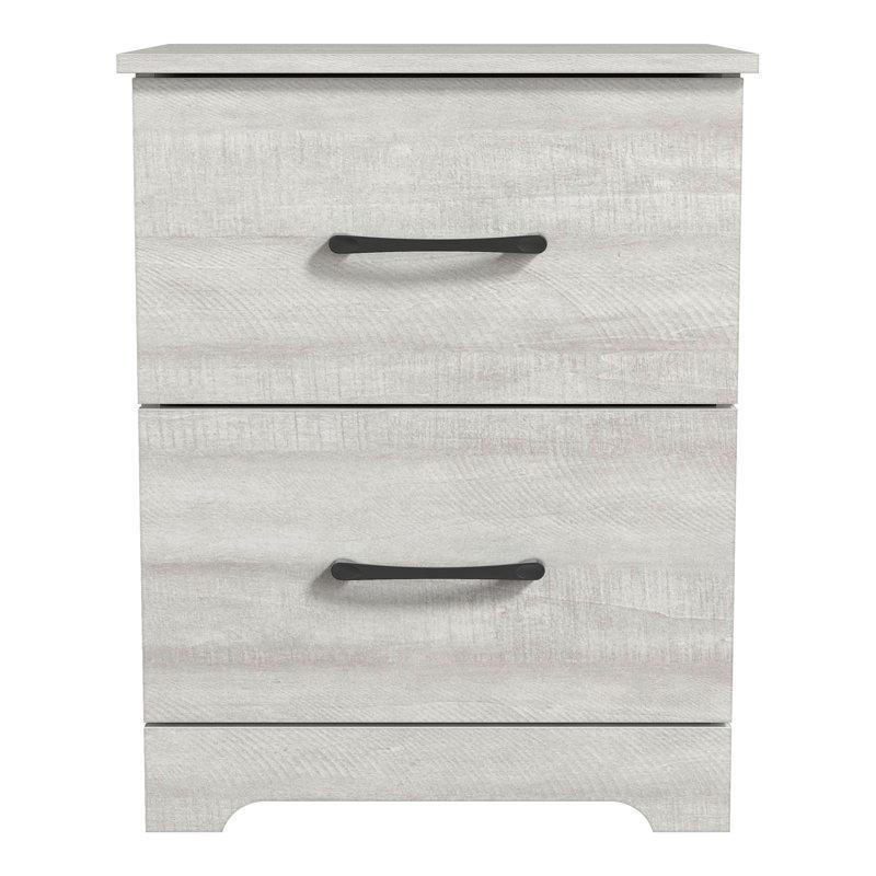 Gri Meşe Rengi İki Çekmeceli Metal Kulplu Komodin - 48x40x61 cm - 223631