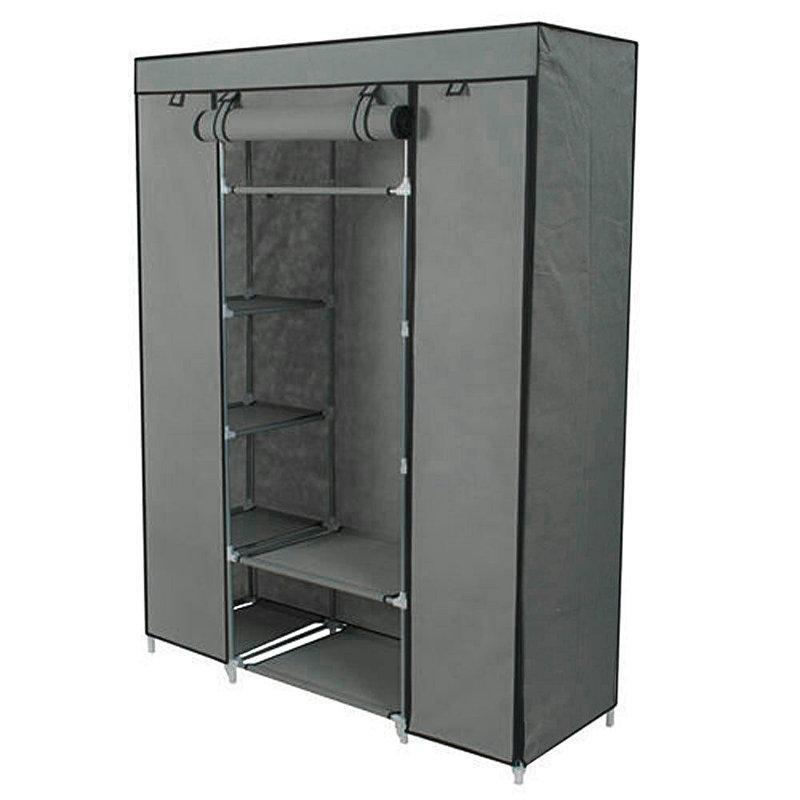 Gri Metal 12 Bölmeli Askılı Fermuarlı Portatif Bez Dolap - 134x46x171 cm - 182890