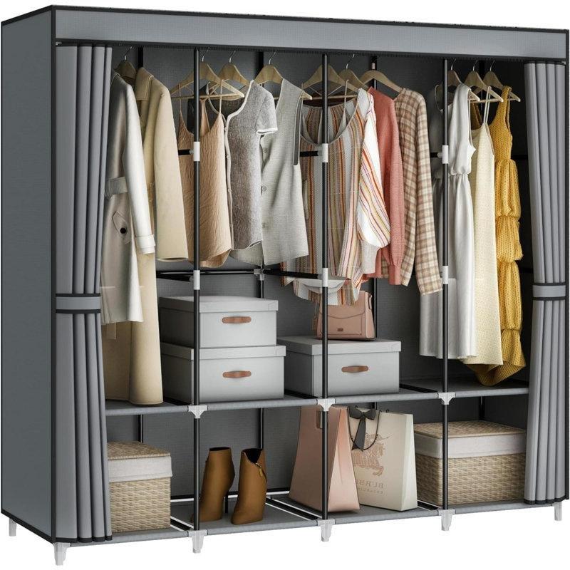 Gri Metal 8 Raflı 4 Askılı Portatif Bez Dolap - 89x168 cm - 182953