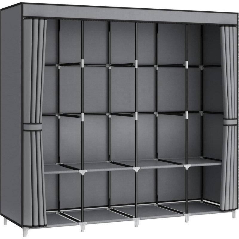 Gri Metal 8 Raflı 4 Askılı Portatif Bez Dolap - 89x168 cm - 182953