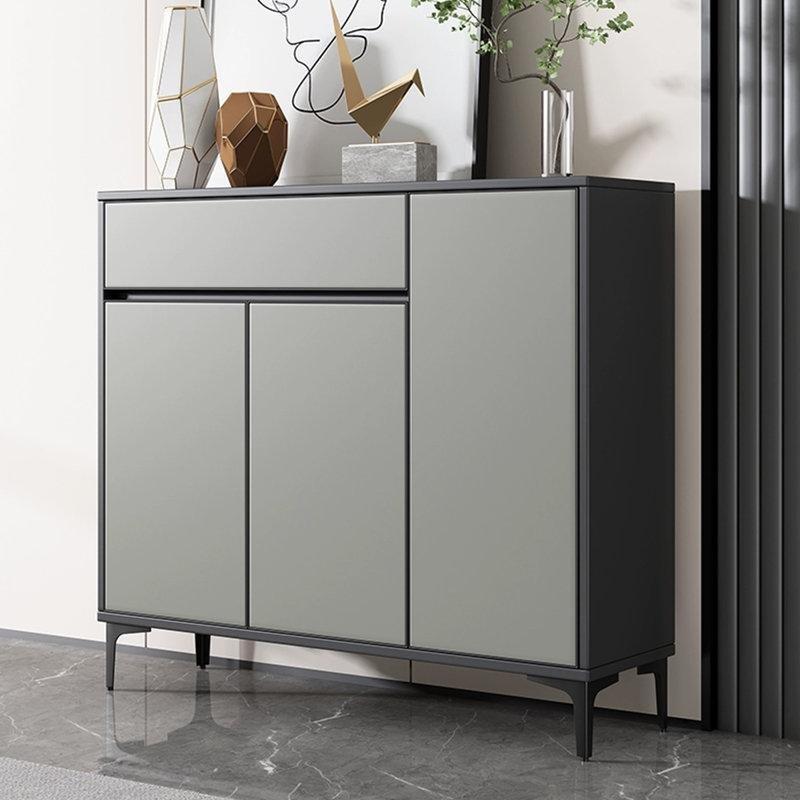 Gri Metal Çekmeceli ve Raflı Montajsız Ayakkabılık Dolabı - 100x100x36 cm - 228152