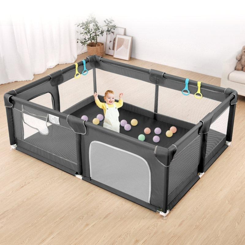 Gri Metal Katlanır Taşınabilir Bebek Çocuk Oyun Alanı - 127x127 cm - 181400