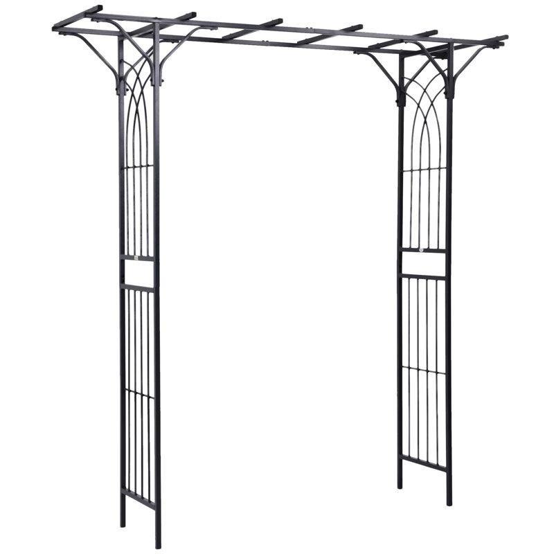 Gri Metal Kubbe Tasarımlı Zarif İşlemeli Bahçe Kemeri - 190x211 cm - 178936