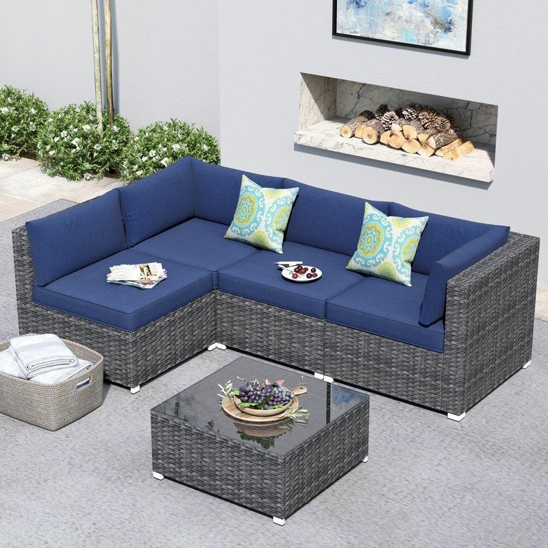 Gri Metal Rattan Minderli 4 Kişilik Köşe Bahçe Takımı - 209080