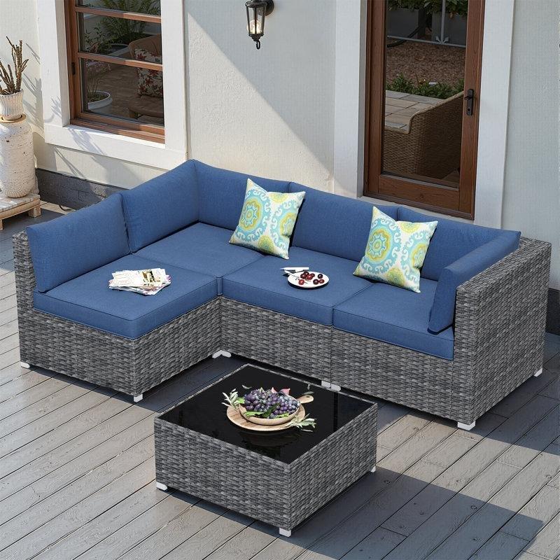 Gri Metal Rattan Minderli 4 Kişilik Köşe Bahçe Takımı - 209080