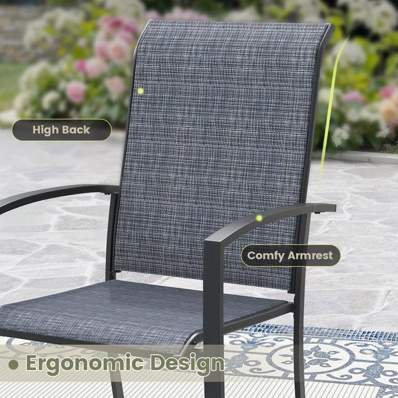 Gri Metal Şemsiye Delikli İstiflenebilir Yuvarlak Bahçe Masa Takımı - 106 cm - 214206
