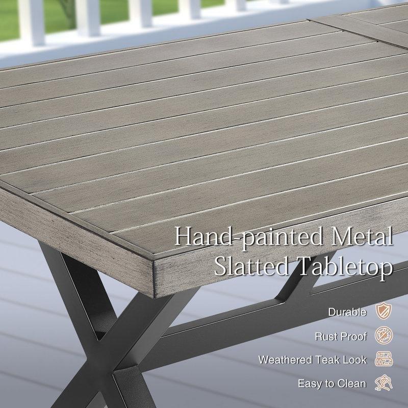 Gri Metal Şemsiye Delikli ve Sunbrella® Minderli Bahçe Masa Takımı - 210x90 cm - 215433