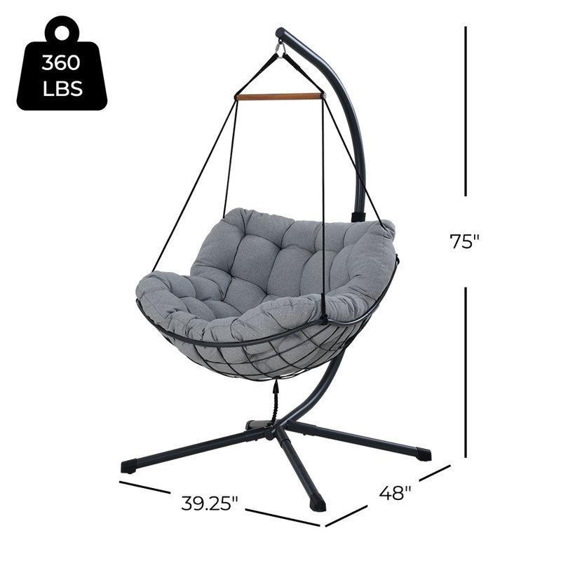 Gri Metal Standlı Tek Kişilik Balkon Salıncağı - 175161
