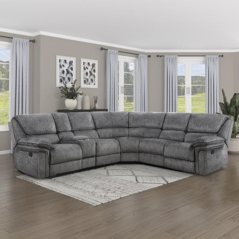 Gri Mikrofiber Kumaş Mekanizmalı Konsollu Sağ Köşe L Koltuk Takımı - 194160