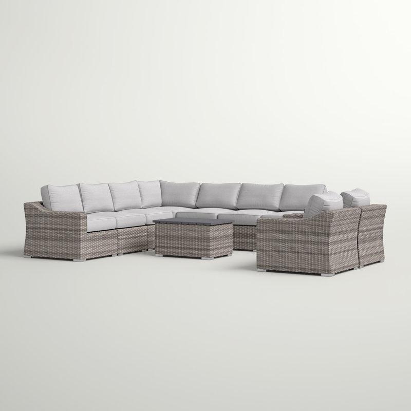 Gri Minderli Alüminyum İskeletli Rattan Modüler 8 Kişilik Bahçe Takımı - 211400