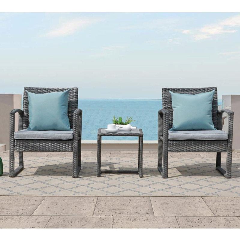 Gri Minderli Rattan 2 Kişilik Bahçe Takımı - 209746