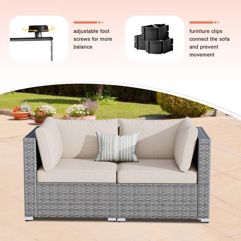 Gri Modüler 6 Kişilik HDPE Rattan Metal Bahçe Takımı - 210487