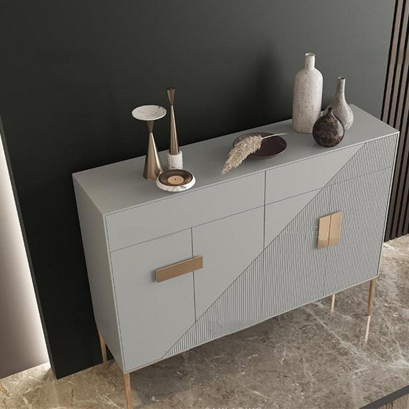 Gri Paslanmaz Çelik ve Endüstriyel Ahşap 2 Çekmeceli Ayarlanabilir Raflı Ayakkabılık Dolabı - 180x35x110 cm - 227122