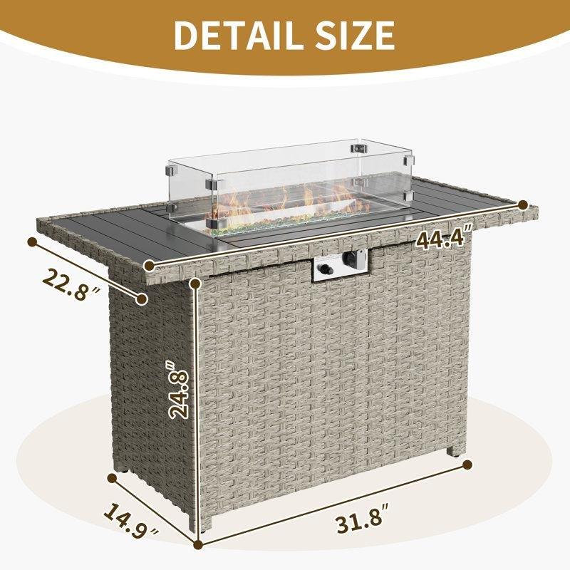 Gri PE Rattan Ateş Çukurlu Modüler Bahçe Takımı - 208993