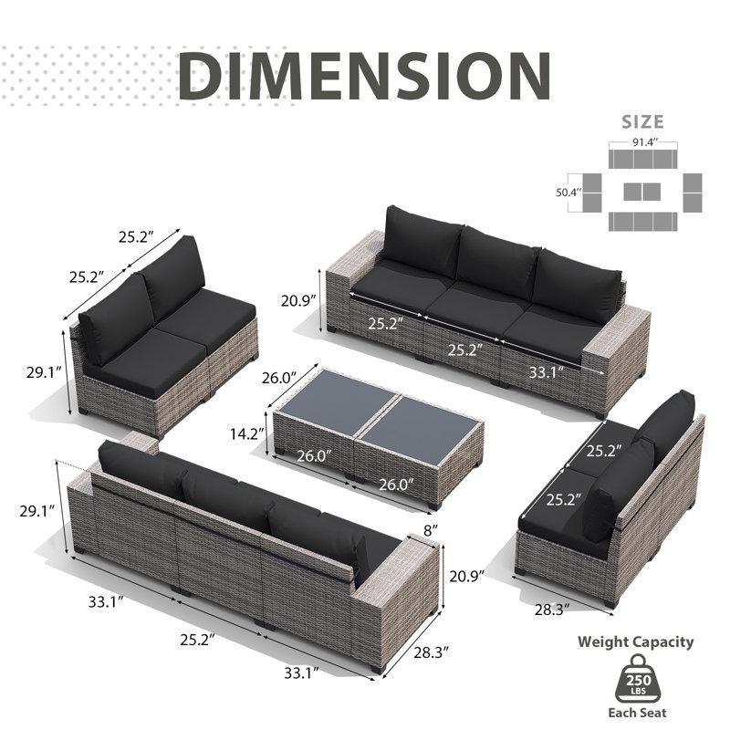 Gri PE Rattan Modüler 10 Kişilik Bahçe Takımı - 211499