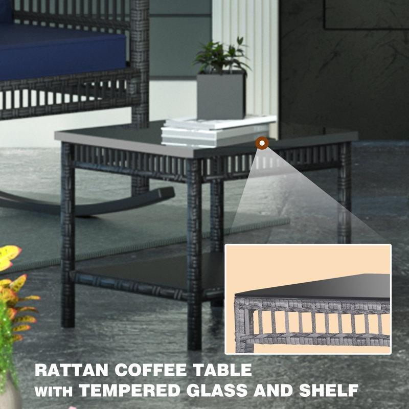 Gri PE Rattan Sallanır İki Kişilik Minderli Bistro Seti - 174975