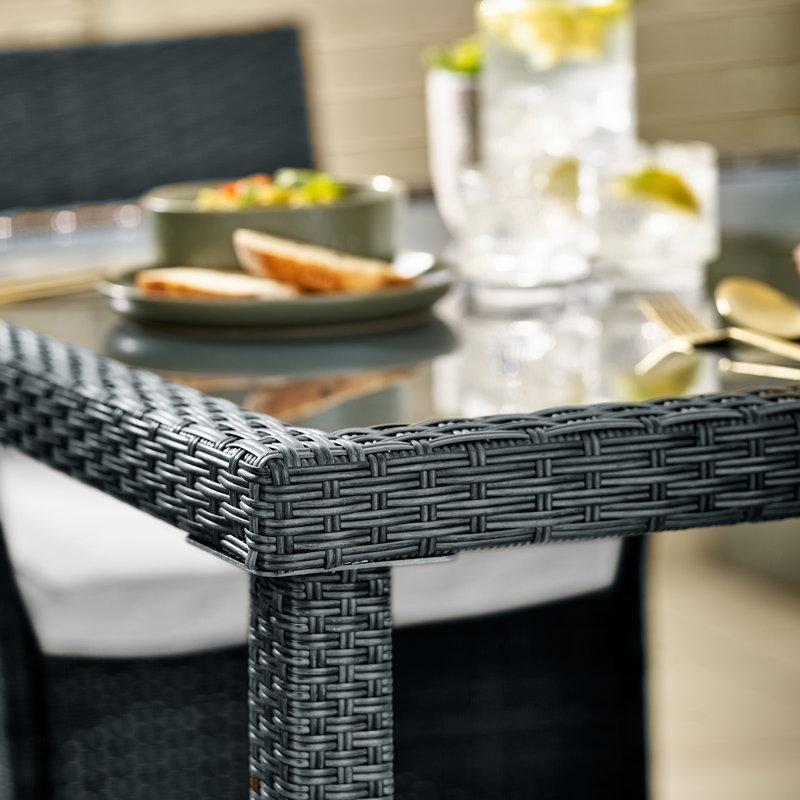 Gri PE Rattan ve Çelik Minderli 4 Kişilik Kare Bahçe Masa Takımı - 101x101 cm - 215990