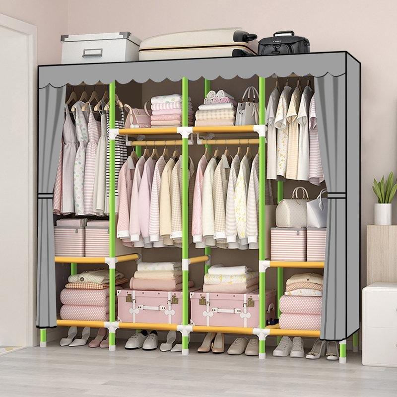 Gri Polyester Çelik Portatif Fermuarlı Raflı Bez Dolap - 166 cm - 182750