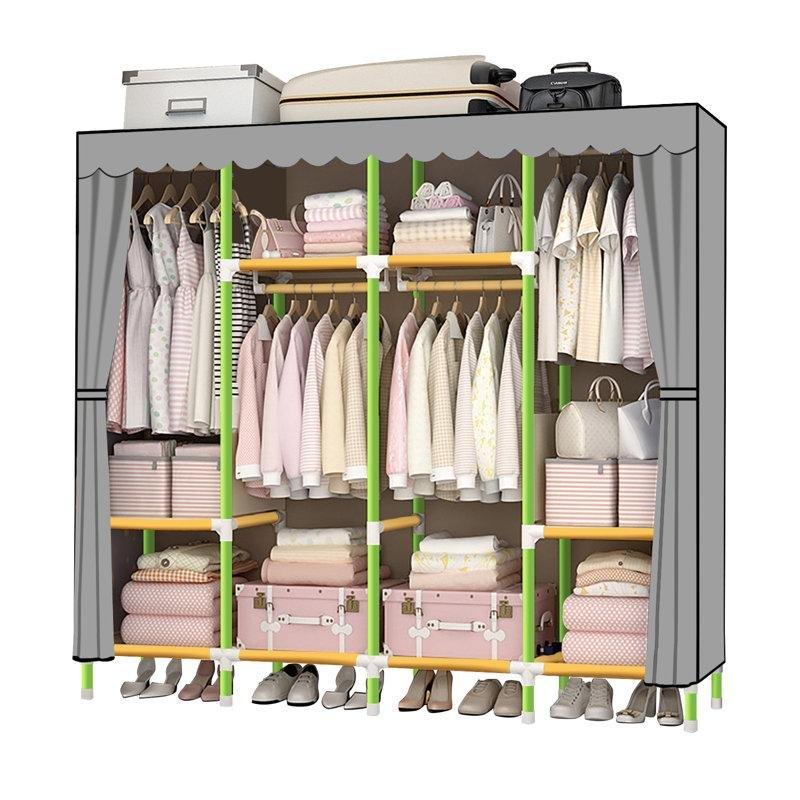Gri Polyester Çelik Portatif Fermuarlı Raflı Bez Dolap - 166 cm - 182750