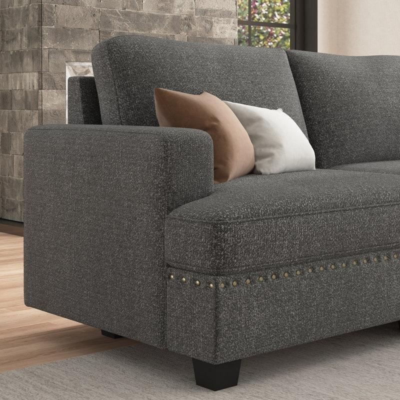 Gri Polyester Depolamalı Puflu Modüler U Köşe Koltuk Takımı - 326x326 cm - 194762