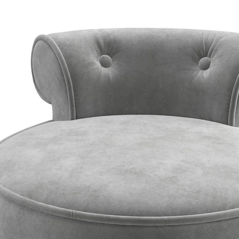 Gri Polyester Döşemeli Düğme Kapitoneli Zımba Detaylı Masif Ahşap Ayaklı Makyaj Masası Pufu - 232861
