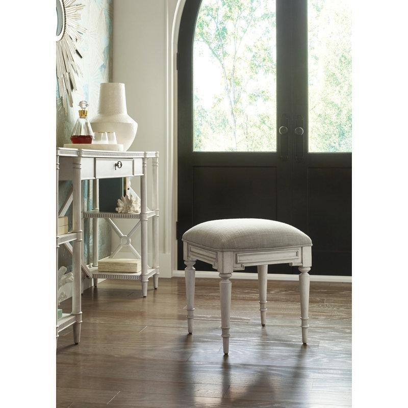 Gri Polyester Döşemeli Masif Ahşap Makyaj Masası Pufu - 44x44 cm - 233397