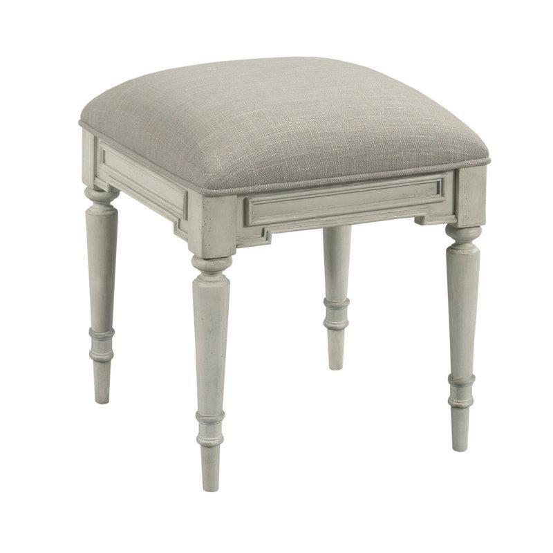 Gri Polyester Döşemeli Masif Ahşap Makyaj Masası Pufu - 44x44 cm - 233397