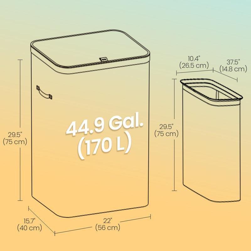 Gri Polyester İki Bölmeli Kapaklı Çamaşır Sepeti - 75 cm - 187938