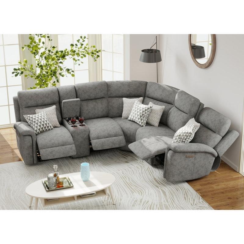 Gri Polyester Kumaş Metal Ayaklı Elektrikli Mekanizmalı USB Portlu Modüler Köşe Koltuk Takımı - 258x224 cm - 194596