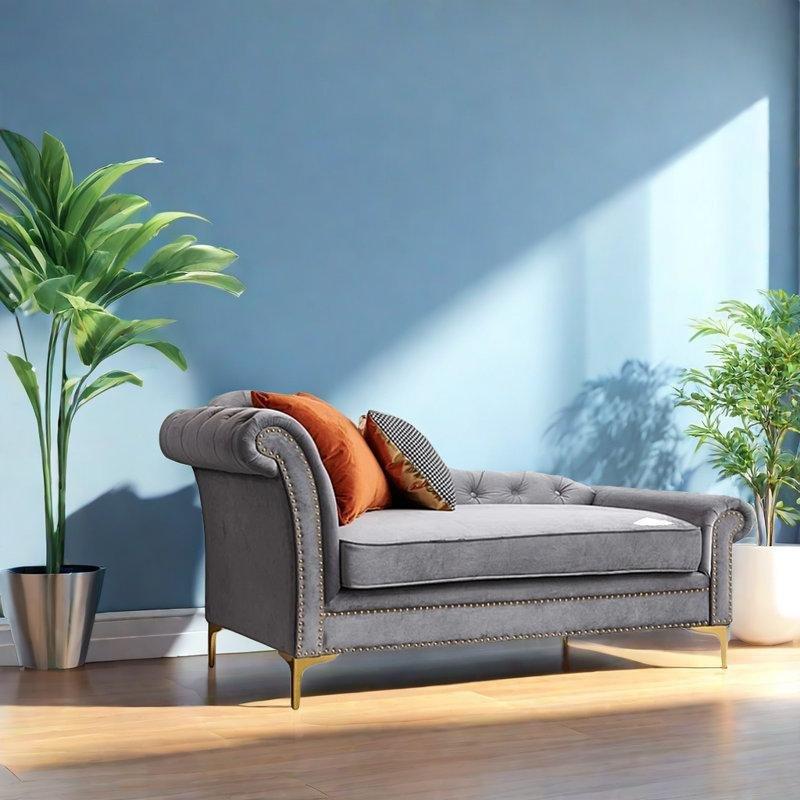 Gri Polyester Kumaş Metal Ayaklı Sol Kollu Josephine Koltuk - 175 cm - 189967