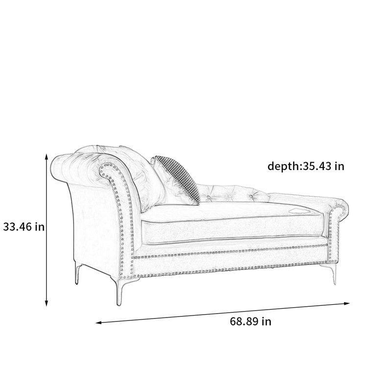 Gri Polyester Kumaş Metal Ayaklı Sol Kollu Josephine Koltuk - 175 cm - 189967