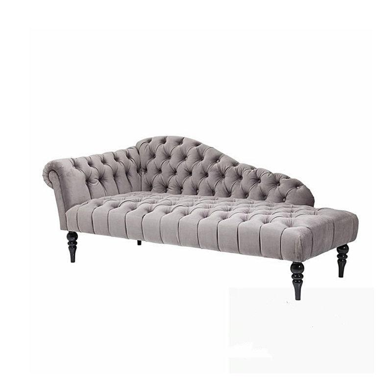 Gri Polyester Kumaş Yuvarlak Kollu Masif Ahşap Josephine Koltuk - 175x75 cm - 189596