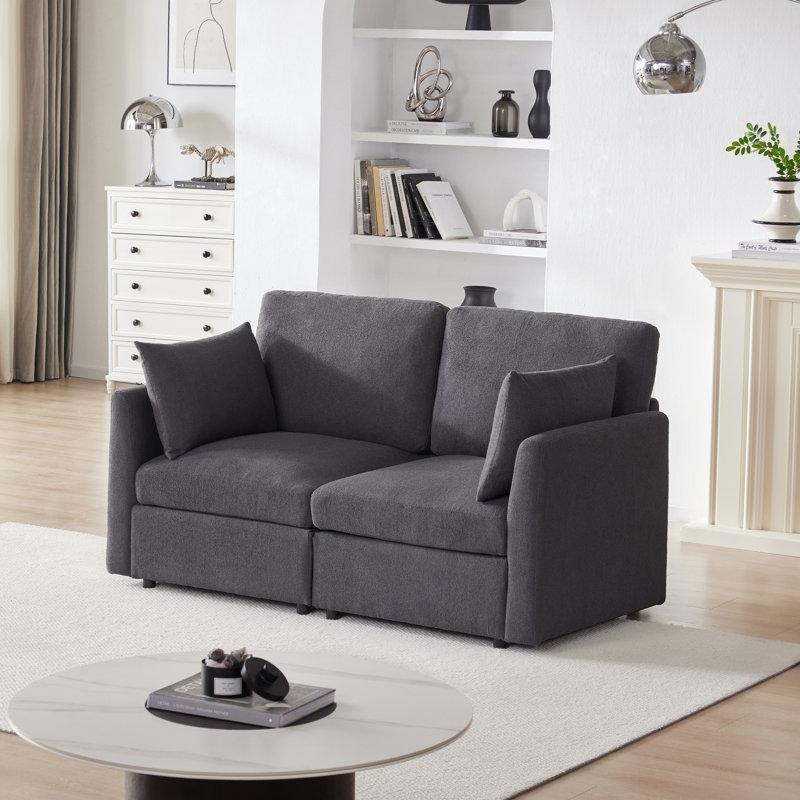 Gri Polyester Modüler İkili Koltuk - 151x71x84 cm - 206030