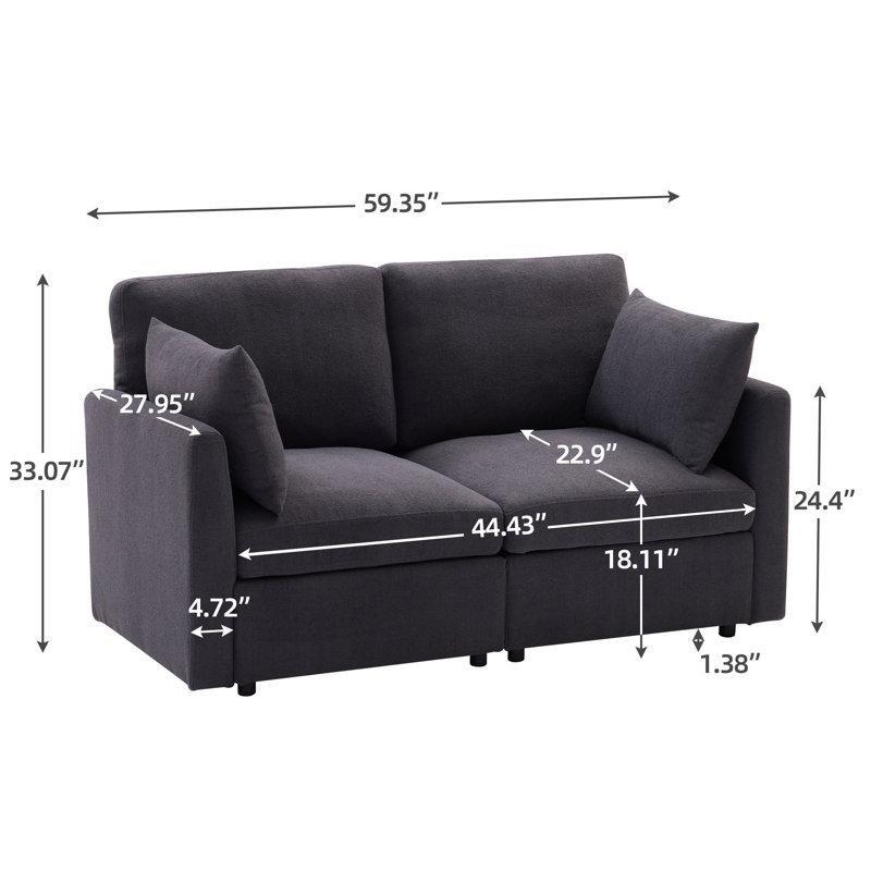 Gri Polyester Modüler İkili Koltuk - 151x71x84 cm - 206030