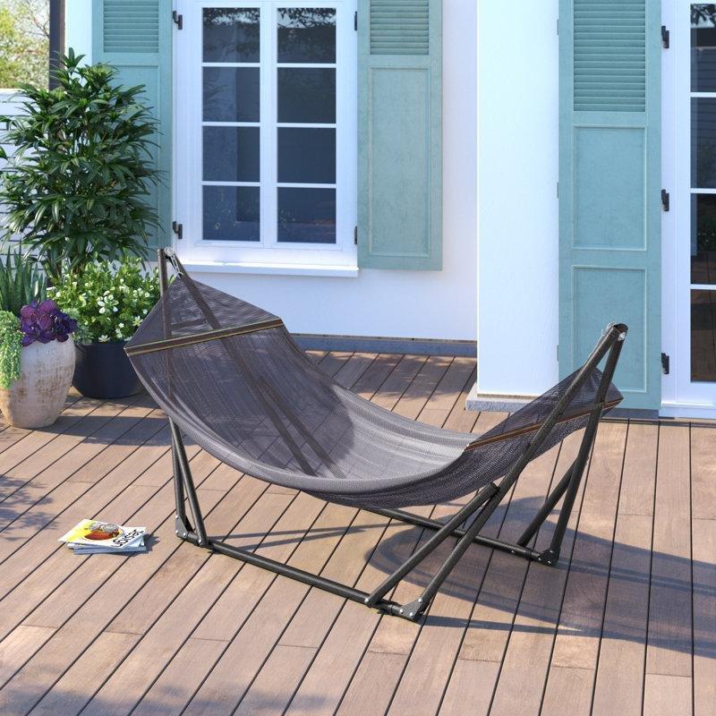 Gri Polyester Taşınabilir Metal Ayaklı Kamp Hamağı - 178628
