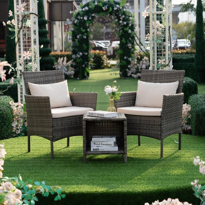 Gri Rattan Depolamalı Minderli 2 Kişilik Bahçe Takımı - 211030
