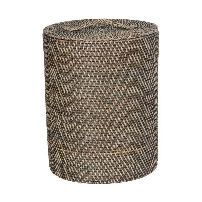 Gri Rattan Kapaklı ve Çıkarılabilir Astarlı Çamaşır Sepeti - 37x49 cm - 187767