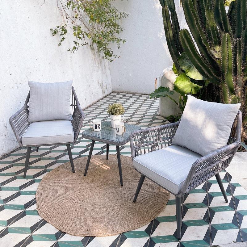 Gri Rattan Minderli 2 Kişilik Metal Bahçe Takımı - 209968